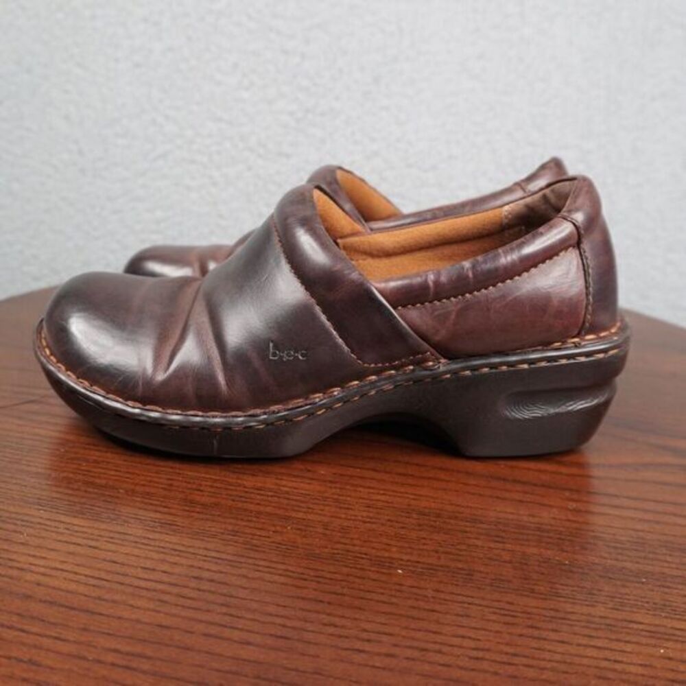 Born Boc Clog Shoes Womens 10‎ M Brown Distressed Leather Comfort Slip On Loafer